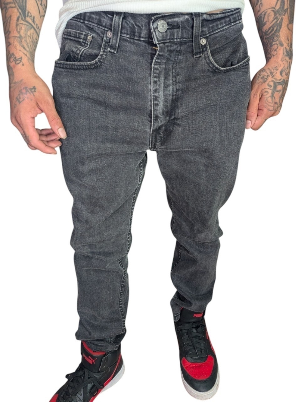 Levi's Men's Faded Black Tapered Stretch Jeans W34 L29